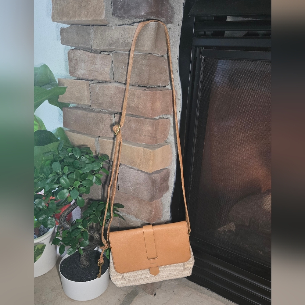 Fossil Tan and Cream Crossbody Bag
